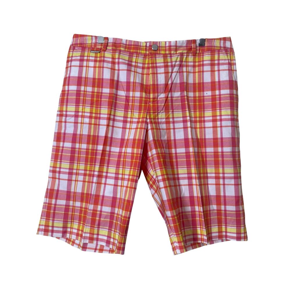 Lauren Ralph Lauren Active Women's Petite Pink Orange Plaid Golf Shorts 14 p